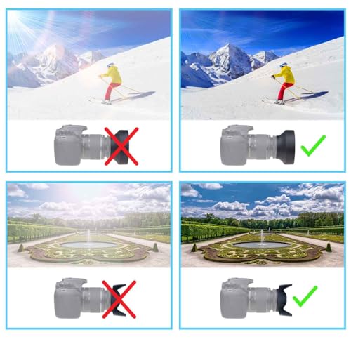 CamKix 2 Lens Shades: Tulip + Rubber – 1 Lens Cap – Reduces Lens Reflections – Protects Against Excessive Sunlight for Enhanced Photos and Videos - Image 2