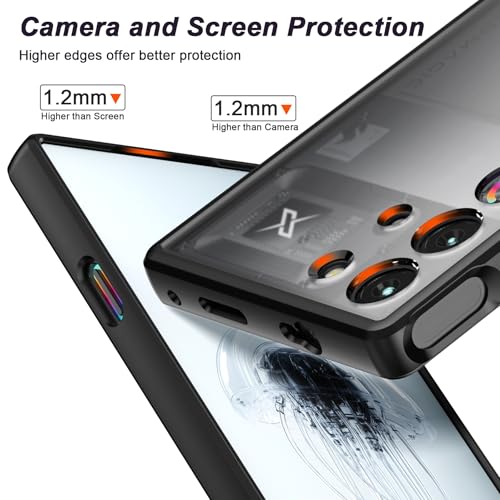 Foluu Slim Fit Case for ZTE Nubia Red Magic 10 Pro/10 Pro+/10S Pro/10S Pro+, Translucent Matte Hard PC Back & Soft TPU Bumper Protective Shockproof Case for Red Magic 10 Pro 2024 (Black) - Image 2