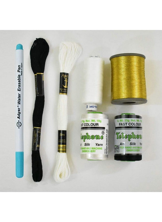 Embroiderymaterial - Embroiderymaterial Embroidery Kit to Practice Aari, Zardosi, Tambour & Luneville Hand Embroidery. Hoop Stand Included. 17 Types of Embroidery Supplies.,Paper - Image 1
