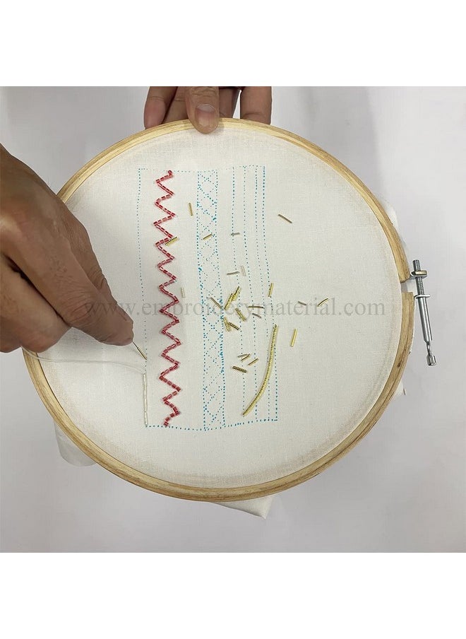 Embroiderymaterial - Embroiderymaterial Embroidery Kit to Practice Aari, Zardosi, Tambour & Luneville Hand Embroidery. Hoop Stand Included. 17 Types of Embroidery Supplies.,Paper - Image 1