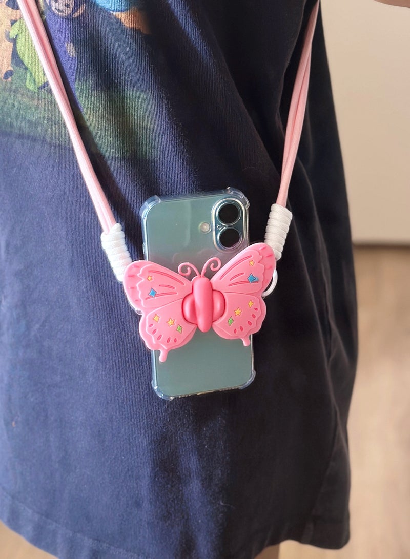 Paraphrase Cute Butterfly Phone Holder with Strap – Unique and Adorable Crossbody Phone Clip for Hands-Free Use - Image 2
