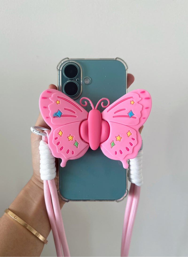 Paraphrase Cute Butterfly Phone Holder with Strap – Unique and Adorable Crossbody Phone Clip for Hands-Free Use - Image 1
