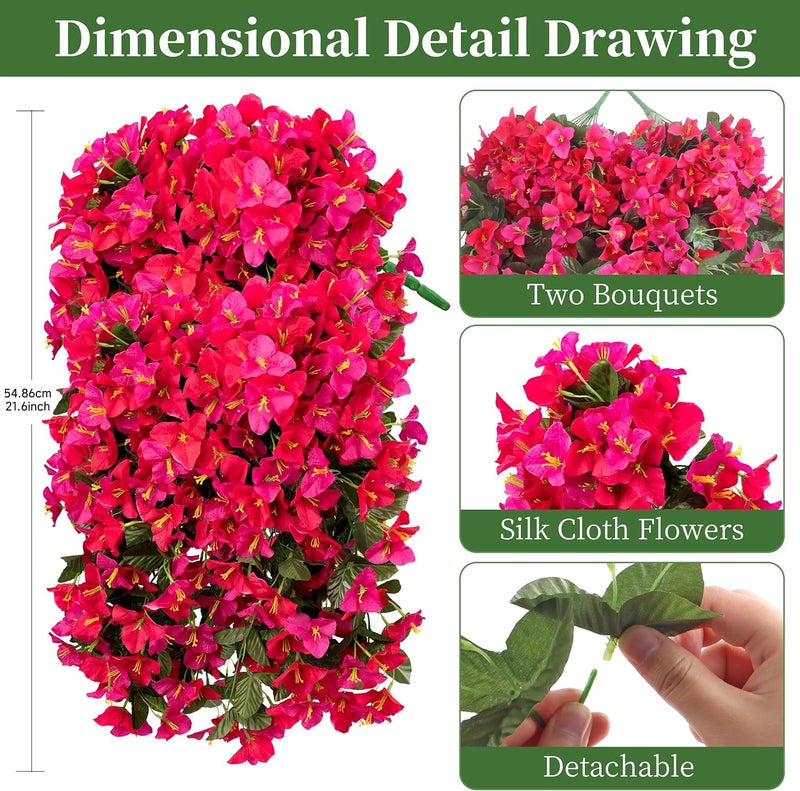 ColoPlay Artificial Hanging Flowers for Outdoors Faux Plants, 2PCS Artificial Outdoor Flowers for Spring Decor, UV Resistan Realistic Daisy Fake Hanging Plants for Indoor Planter Garden Porch(Vibrant Trio) - Image 2