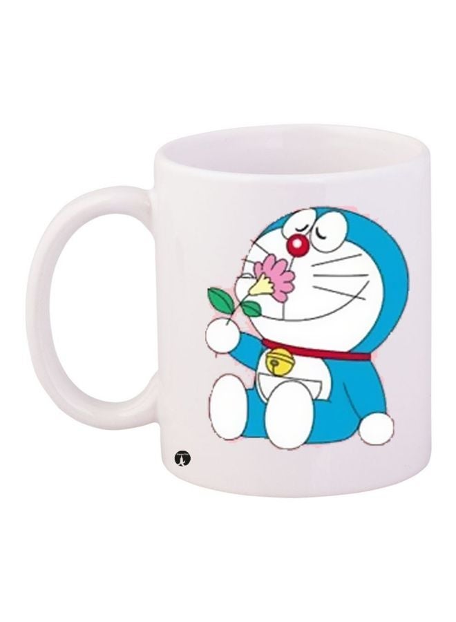 RYN Doraemon Printed Coffee Mug White/Blue/Red 11ounce
