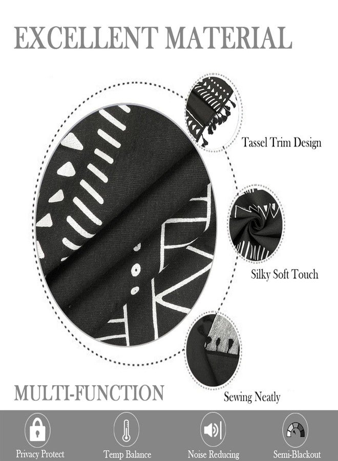ColorBird Boho Curtains Black for Bedroom Room Darkening 84 Inches 2 Panles Farmhouse MCM Western Striped Aztec Window Treatment Patterned Drapes for Living Dining Room Closet Boho Chic Decor - Image 3