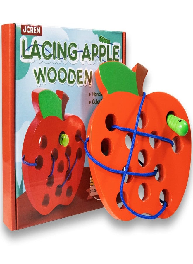 JCREN Wooden Lacing Apple Threading Toys Wood Lace Block Puzzle Shape Travel Game Toys Early Learning Fine Motor Skills Educational Gift for 3 4 5 Years Old Toddlers Baby Kids Boys - Image 3