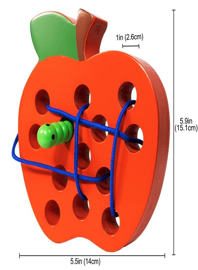 JCREN Wooden Lacing Apple Threading Toys Wood Lace Block Puzzle Shape Travel Game Toys Early Learning Fine Motor Skills Educational Gift for 3 4 5 Years Old Toddlers Baby Kids Boys - Image 5