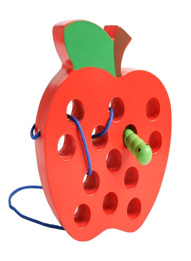 JCREN Wooden Lacing Apple Threading Toys Wood Lace Block Puzzle Shape Travel Game Toys Early Learning Fine Motor Skills Educational Gift for 3 4 5 Years Old Toddlers Baby Kids Boys - Image 1