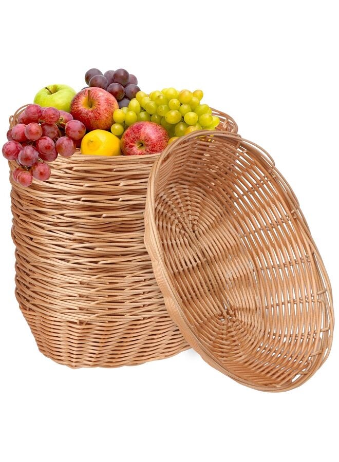 LAMAY 12 Pack Oval Wicker Basket, 11 x 6 x 2.6 Inch Poly Wicker Bread Baskets, Medium Size Gift Baskets for Kitchen, Christmas Gifts, Centerpiece Display, Storing Bread, Fruits, Vegetables - Image 1