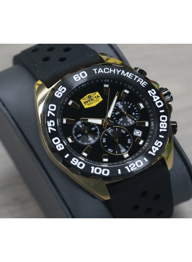 إنفيكتا ساعة إنفيكتا ريسينغ الرجالية المصنوعة من الفولاذ المقاوم للصدأ، تعمل بحركة كوارتز - 43 مم، ذهبي/أسود، مع سوار - Image 2