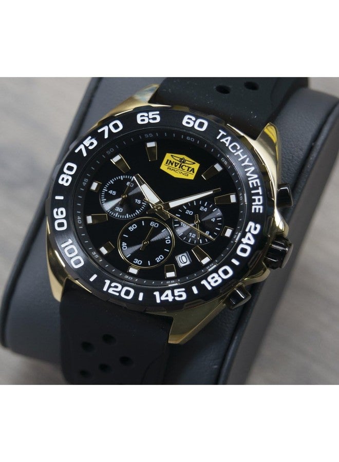 إنفيكتا ساعة إنفيكتا ريسينغ الرجالية المصنوعة من الفولاذ المقاوم للصدأ، تعمل بحركة كوارتز - 43 مم، ذهبي/أسود، مع سوار - Image 3