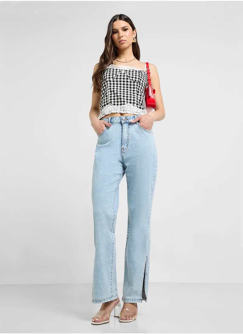 Ginger Lace Detail Gingham Cami