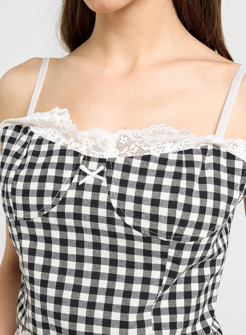 Ginger Lace Detail Gingham Cami - Image 3