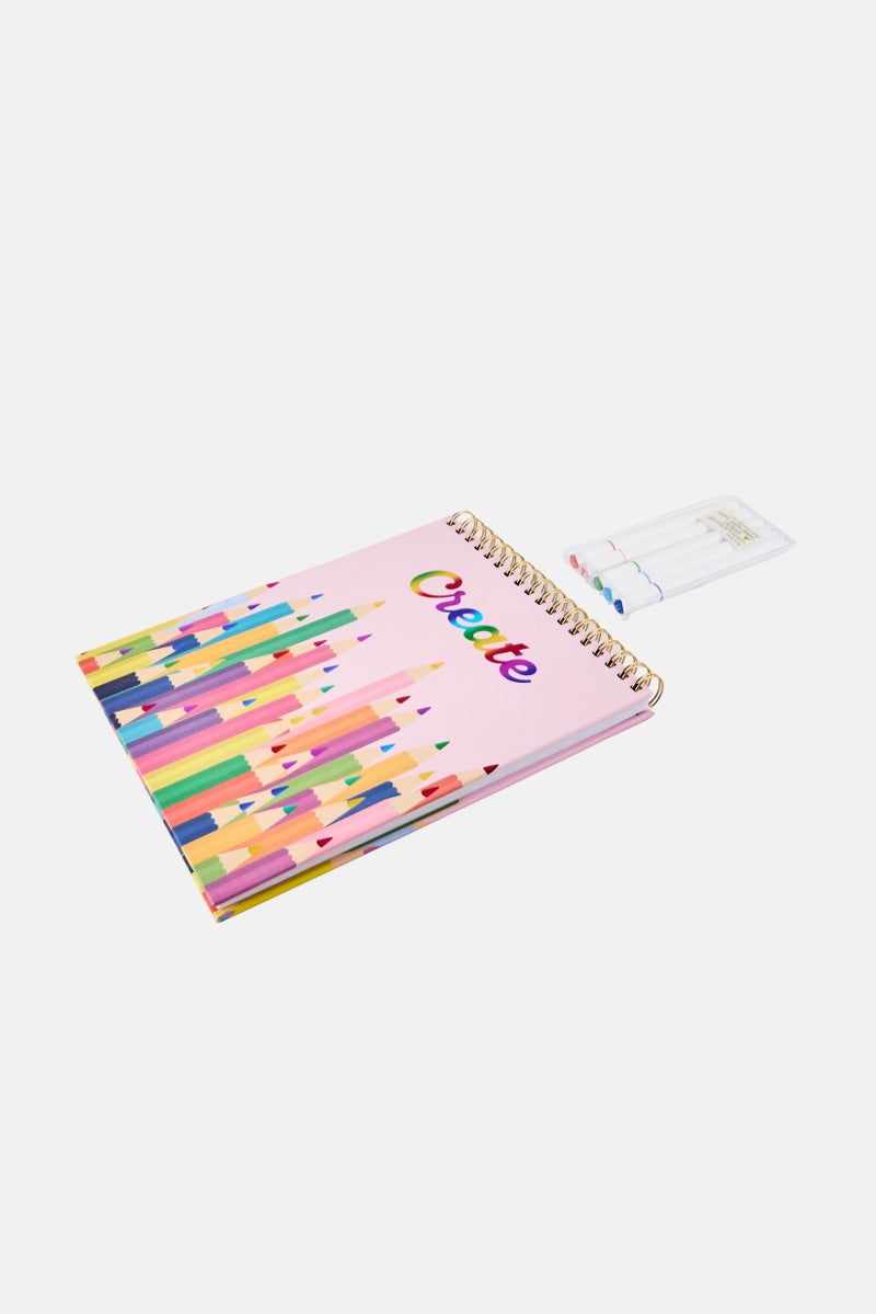 Paperbuzz Sketchbook With Perforated Pages And 5 Dual Tip Markers, Multicolor - Image 2