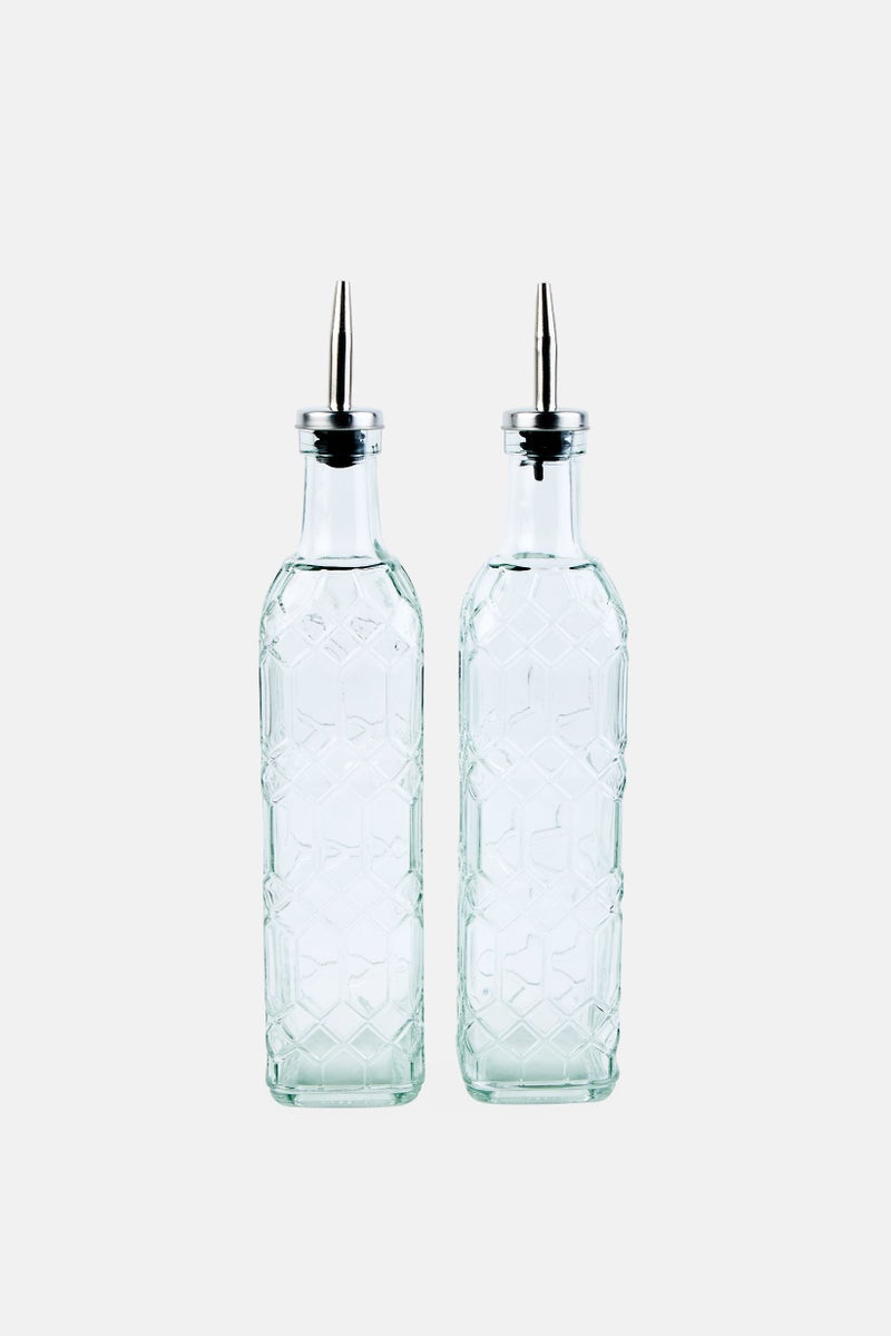 Bombay 2 Pieces Oil And Vinegar Bottles, Transparent - Image 1