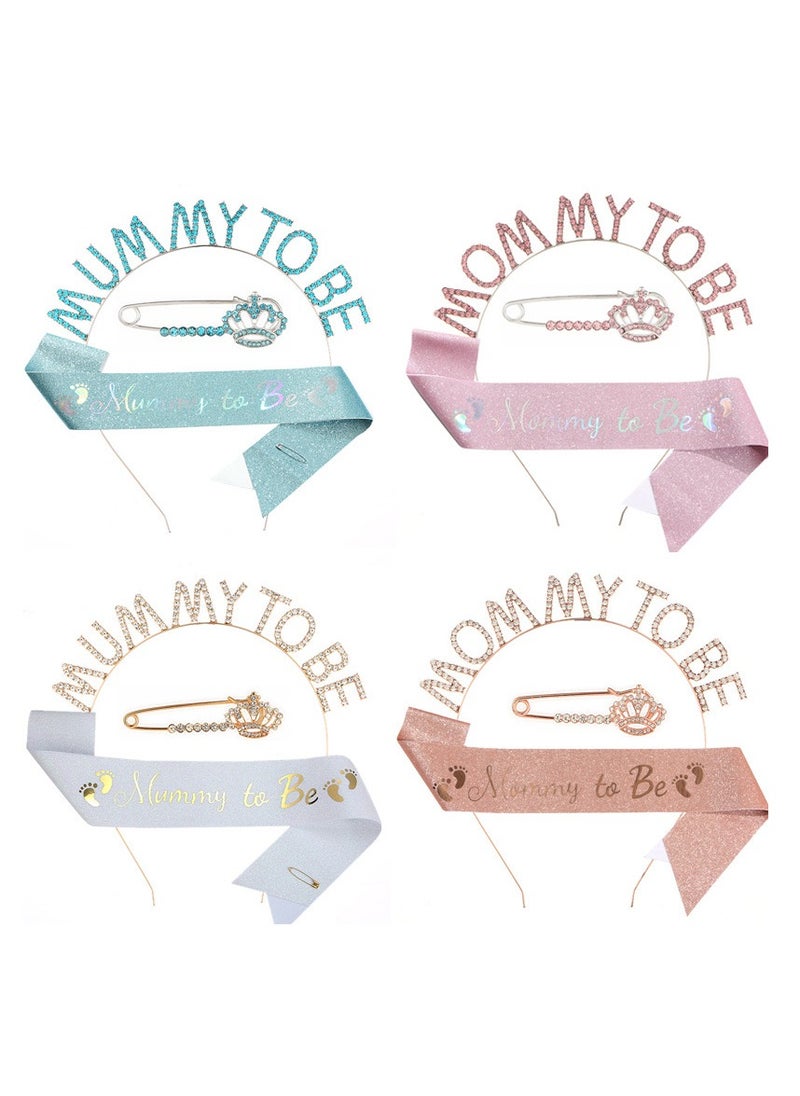 xppier 3pcs Mommy to Be Girl Sash Kit, Rose Gold Birthday Gifts Diamond Glitter Birthday Sash Birthday Party Favors, Pregnancy Gender Reveal Party  - Image 3