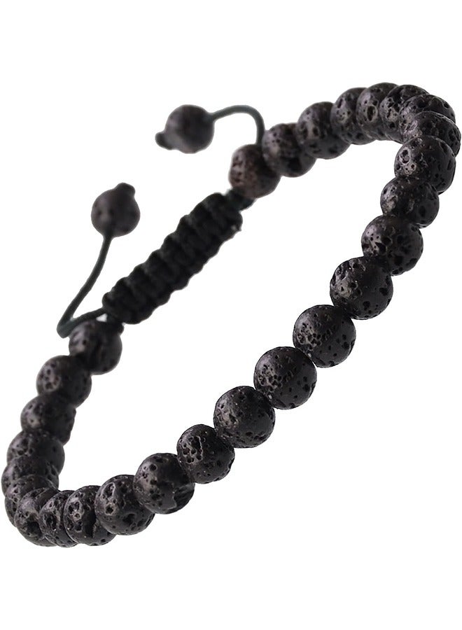 YALILAI Natural Healing Power Gemstone Crystal Beads Unisex Adjustable Macrame Bracelets 8mm - Image 1