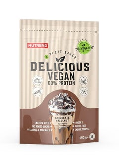 NUTREND Delicious Vegan 60% Protein 450 G, Chocolate Hazelnut 