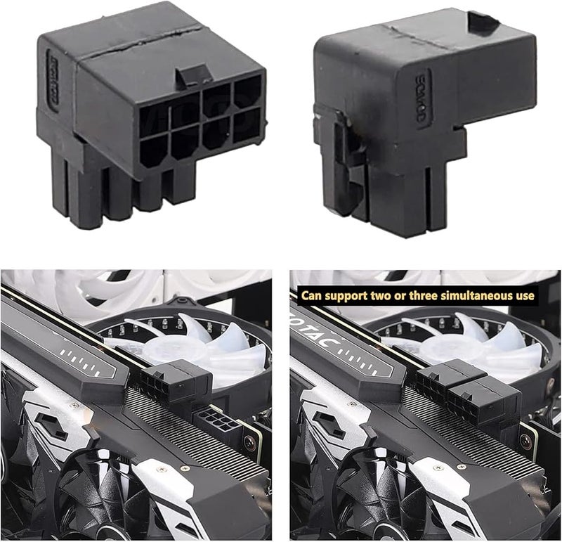 90 Degree 8 Pin GPU Power Cable Adapter Elbow Connector with Buckle Black - Image 3