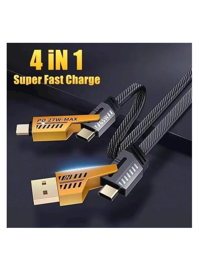 WEKOME Mech Style 4-in-1 USB A to Type-C Cable with Dual Lightning Connector – 65W PD Fast Charging, Nylon Braided for iPhone & Android - Image 2