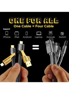 WEKOME WEKOME Mech Style 4-in-1 USB A to Type-C Cable with Dual Lightning Connector – 65W PD Fast Charging, Nylon Braided for iPhone & Android  - Image 5