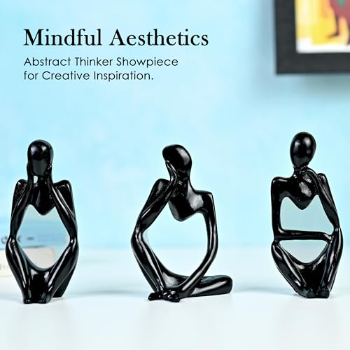 ZAICUS Set of 3 Black Thinker Statues – Modern Abstract Resin Showpieces for Home, Office, and Stylish Spaces, Perfect for Thoughtful Gifts - Image 4