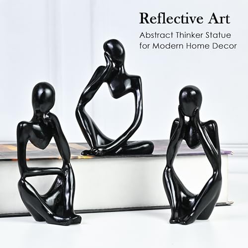 ZAICUS Set of 3 Black Thinker Statues – Modern Abstract Resin Showpieces for Home, Office, and Stylish Spaces, Perfect for Thoughtful Gifts - Image 2