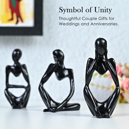 ZAICUS Set of 3 Black Thinker Statues – Modern Abstract Resin Showpieces for Home, Office, and Stylish Spaces, Perfect for Thoughtful Gifts - Image 5