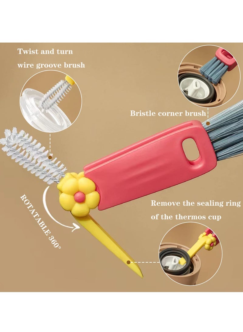 Barakah فرشاة تنظيف متعددة الوظائف 3 في 1، 4 قطع فرشاة تنظيف شقوق غطاء الكوب، فرشاة تنظيف شق زجاجة الماء المحمولة، فرشاة تنظيف الفجوات متعددة الاستخدامات، فرشاة تنظيف الزجاجات للمنزل والمطبخ - Image 4