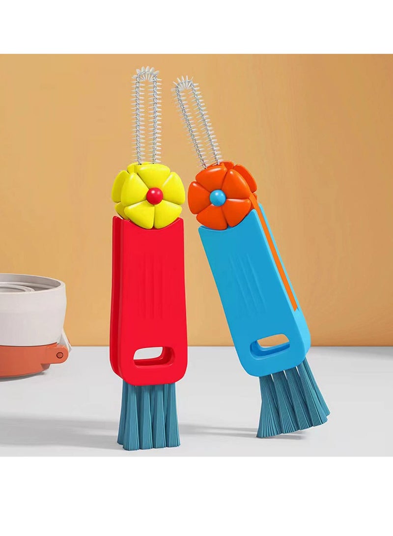 Barakah فرشاة تنظيف متعددة الوظائف 3 في 1، 4 قطع فرشاة تنظيف شقوق غطاء الكوب، فرشاة تنظيف شق زجاجة الماء المحمولة، فرشاة تنظيف الفجوات متعددة الاستخدامات، فرشاة تنظيف الزجاجات للمنزل والمطبخ - Image 5