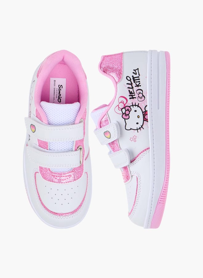 Hello Kitty Girls Print Sneakers with Hook and Loop Closure - Image 1