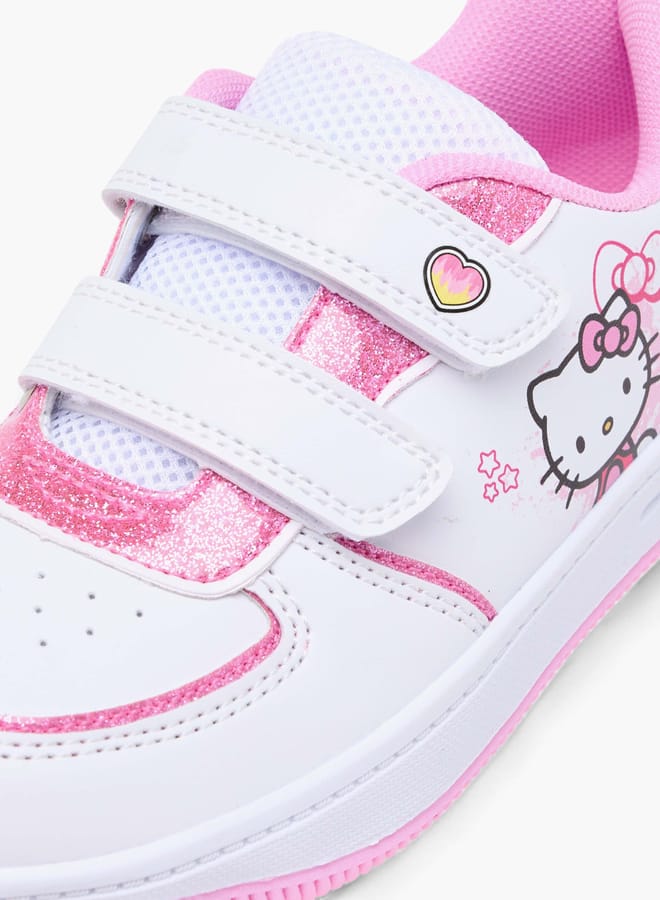 Hello Kitty Girls Print Sneakers with Hook and Loop Closure - Image 4