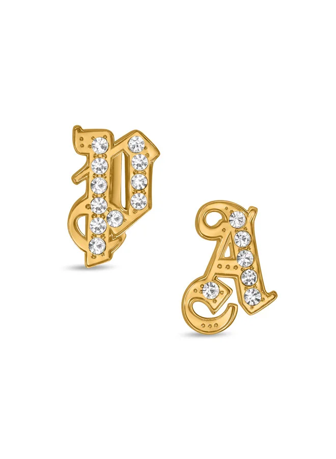 بالم انجلز Emblema Yellow Gold Plated Stainless Steel Stud Earrings for Women