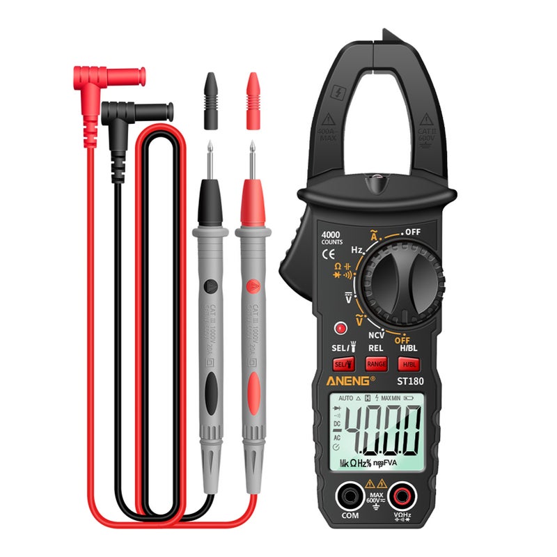 ANENG ST180 4000 Counts Digital Clamp Meter Multimeter Clamp Multimeter Voltmeter Ammeter AC DC Voltage AC Current Meter NCV Tester Universal Meter Tester Current Clamp Tester -30~1000℃ Temperature Resistance Capacitance Frequency Diode Measurement - Image 1