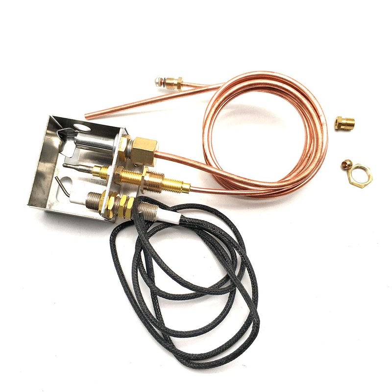 MENSI MENSI Propane Gas Fireplaces Fire Pits DIY Safety Replacement Part Pilot Burner Assembly For Propane Igniter Kit M8x1 Thermocoupler with OD 4mm Copper Tube Connection 