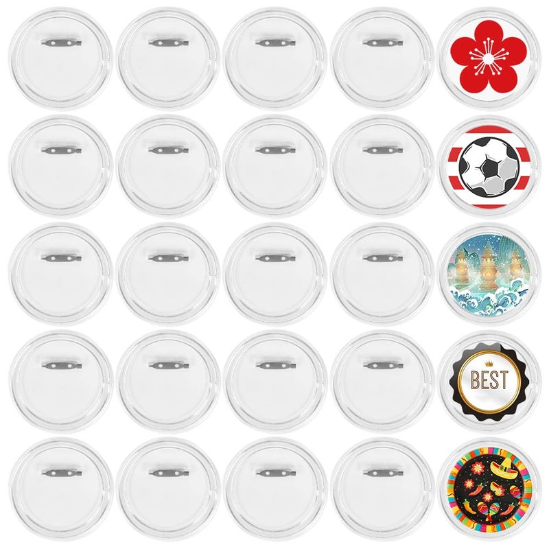 25Pcs 315 Inch Button Badges with Pin Clear Button Badges Craft Buttons Large Photo Buttons Pins Picture Acrylic Design Button Badge for Craft Supplies DIY Badges Pins School Projects