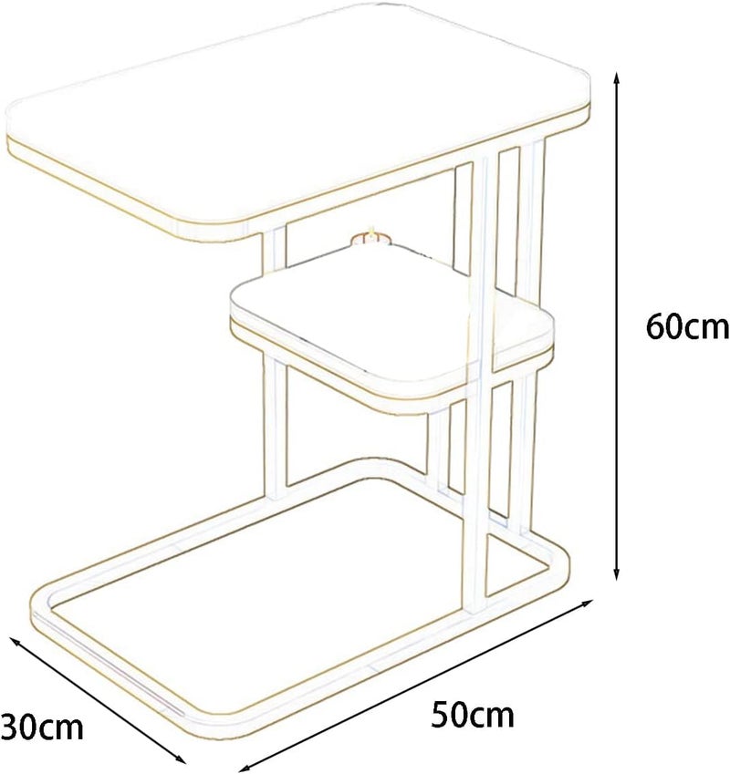 Brikipth Brikipth Rectangle Marble Look Coffee Table Sofa Side Table CShaped End Table Chic Modern Accent Portable Snacks Tea Table with Metal Frame for Living Room Bedroom - Image 2