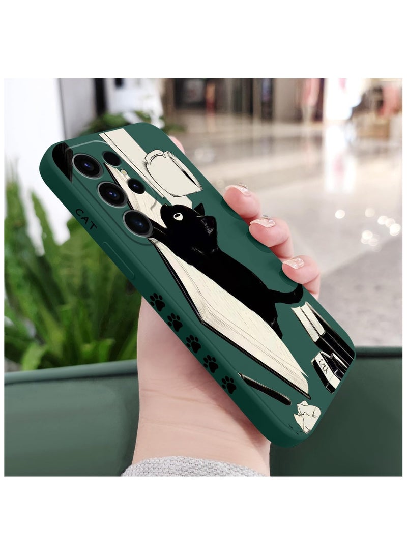 for Galaxy S24 Ultra Case, Flower Butterfly Cute Cat Ideas Design Pattern, Slim Stylish Drop Proof Protective for Samsung Galaxy S24 Ultra Phone Cover 6.8"-Cat Green - Image 3