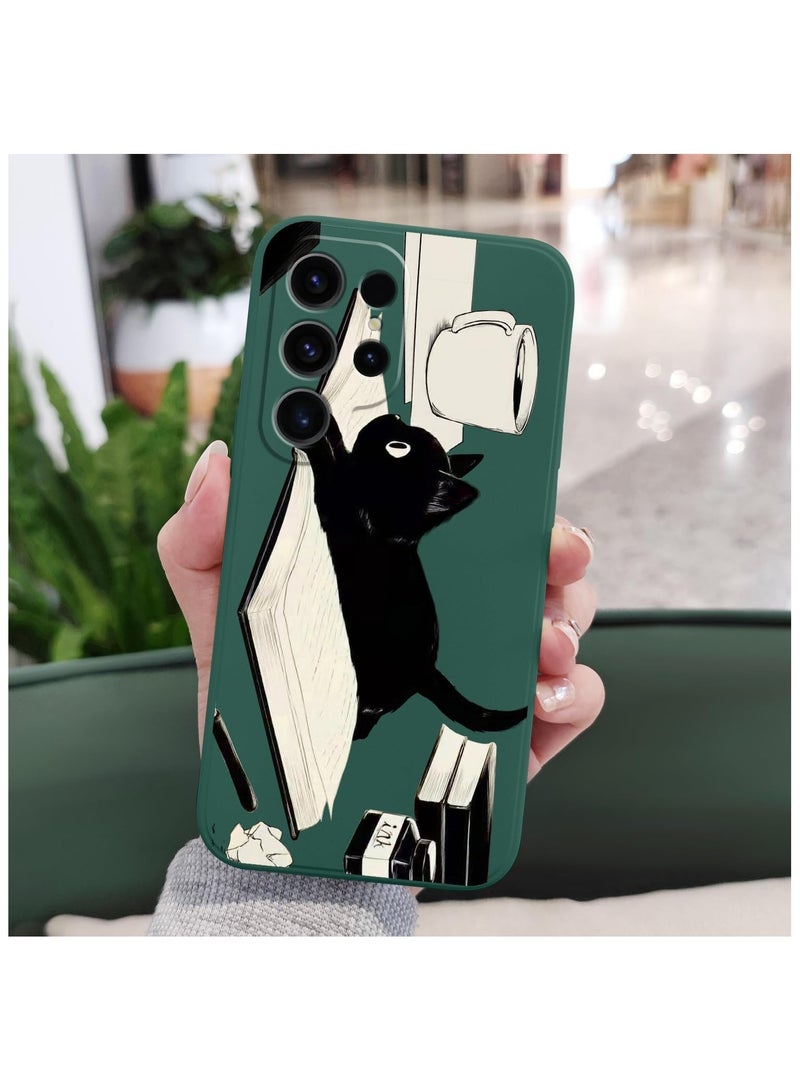 for Galaxy S24 Ultra Case, Flower Butterfly Cute Cat Ideas Design Pattern, Slim Stylish Drop Proof Protective for Samsung Galaxy S24 Ultra Phone Cover 6.8"-Cat Green - Image 4