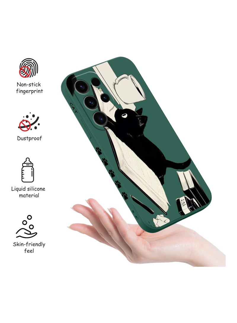 for Galaxy S24 Ultra Case, Flower Butterfly Cute Cat Ideas Design Pattern, Slim Stylish Drop Proof Protective for Samsung Galaxy S24 Ultra Phone Cover 6.8"-Cat Green - Image 5