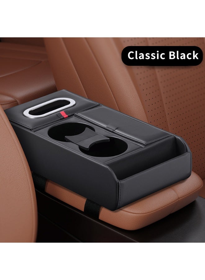 Soofam 4 in 1 Multipurpose Car Center Console heighten Cover, Leather Car Armrest Booster Pads, Leather Car Armrest Cover Protector, Armrest Box, Suitable for Most Vehicles, SUVs, Trucks, Cars (Black) - Image 1