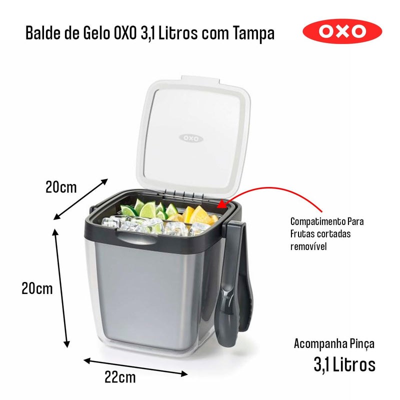 OXO Good Grips Double Wall Ice Bucket with Tongs and Garnish Tray - Image 3