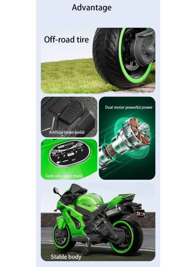 Electric motorcycle for children to ride on, racing motorcycle with a real design for children, multi-colored for boys and girls (red) - Image 2