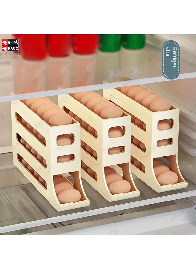 RACO RACO Egg Storage Box 4-Layer Automatic Rolling Basket, Holds 30 Eggs for Fridge, Cabinet, and Counter  - Image 3
