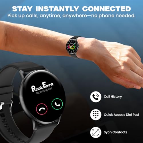 PunnkFunnk Glavito Round Dial Smartwatch with 1.49" AMOLED Display, Bluetooth Calling, Functional Crown Control, 100+ Sports Modes, IP67, Health Tracking, 100+ Watch Faces for Men & Women (Black) - Image 3