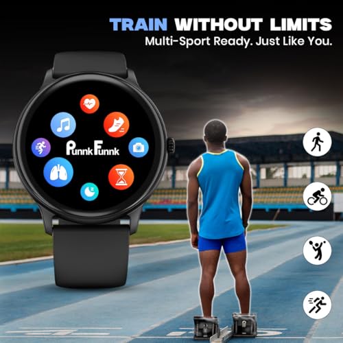 PunnkFunnk Glavito Round Dial Smartwatch with 1.49" AMOLED Display, Bluetooth Calling, Functional Crown Control, 100+ Sports Modes, IP67, Health Tracking, 100+ Watch Faces for Men & Women (Black) - Image 5