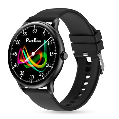 PunnkFunnk Glavito Round Dial Smartwatch with 1.49" AMOLED Display, Bluetooth Calling, Functional Crown Control, 100+ Sports Modes, IP67, Health Tracking, 100+ Watch Faces for Men & Women (Black) - Image 1