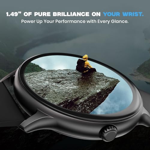 PunnkFunnk Glavito Round Dial Smartwatch with 1.49" AMOLED Display, Bluetooth Calling, Functional Crown Control, 100+ Sports Modes, IP67, Health Tracking, 100+ Watch Faces for Men & Women (Black) - Image 2