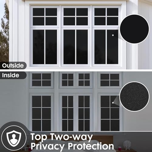 HOMSUN Blackout Window Film, Sun Light Blocking Frosted Privacy Window Cling for Glass, Darkening Window Tint for Day Sleep, UV Blocking Static Cling Window Cover (12 X 48 Inch, Solid Blackout) - Image 3