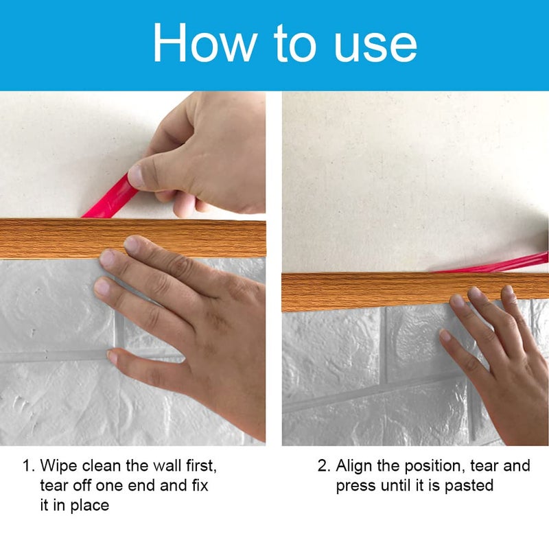 بانشو شريط انتقالي للأرضيات، شريط أرضيات لاصق ذاتي، شريط تغطية عتبة الباب، شريط تزيين أرضيات أبواب الفينيل، تصميم أنيق بنقشة الخشب (نقشة خشب بني، 2 بوصة / 6.6 قدم) - Image 3